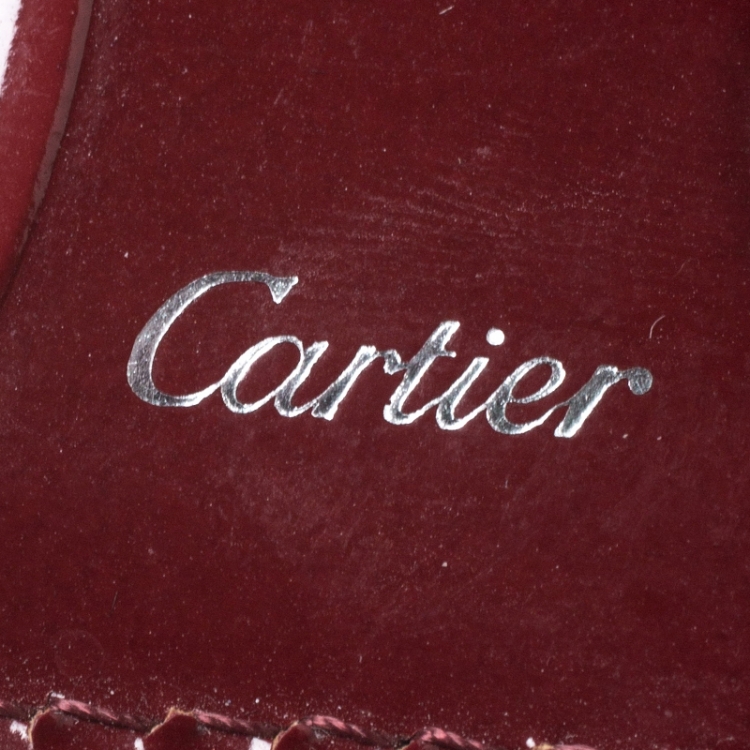 Pre Owned Cartier Maroon Patent Leather Happy Birthday Continental Wallet