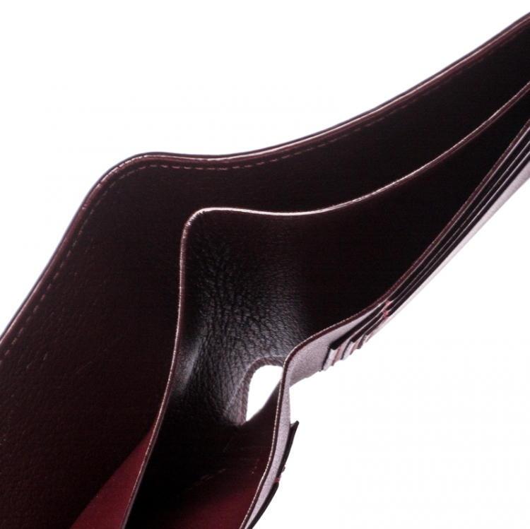 Pre Owned Cartier Burgundy Leather Must De Cartier Bifold Wallet