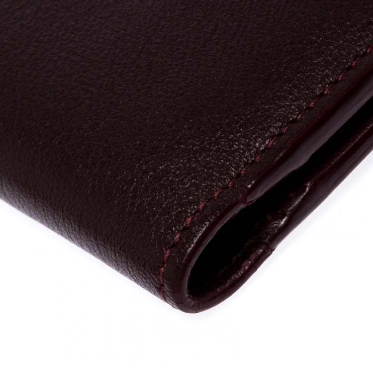 Pre Owned Cartier Burgundy Leather Must De Cartier Bifold Wallet