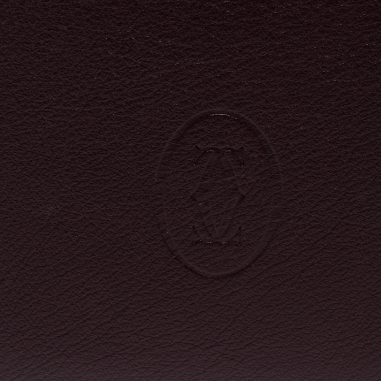 Pre Owned Cartier Burgundy Leather Must De Cartier Bifold Wallet