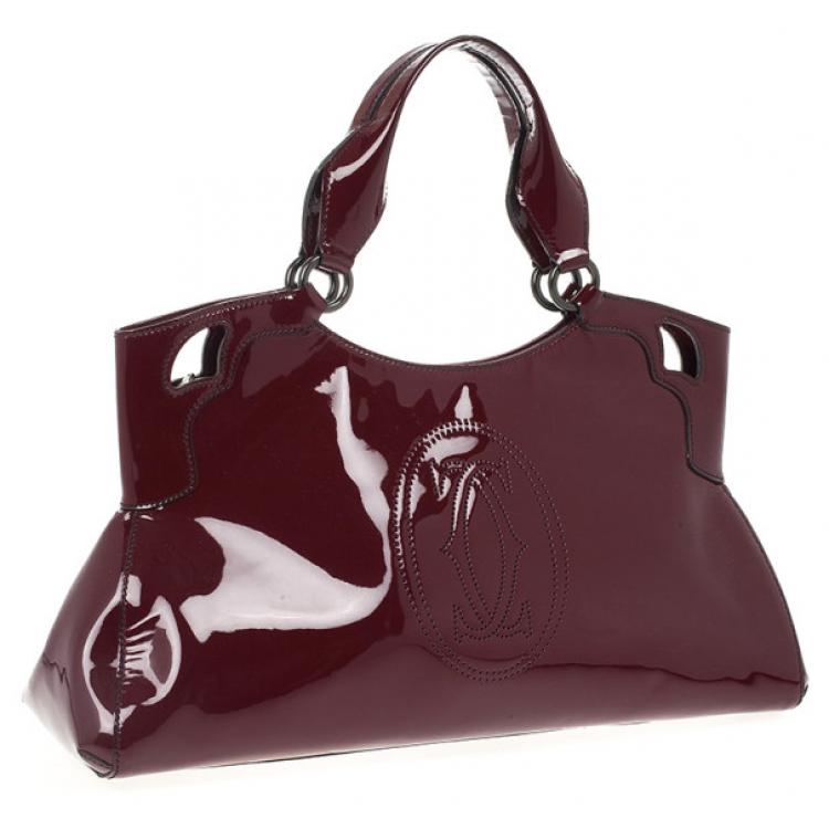 Pre Owned Cartier Red Patent Marcello De Cartier Bag