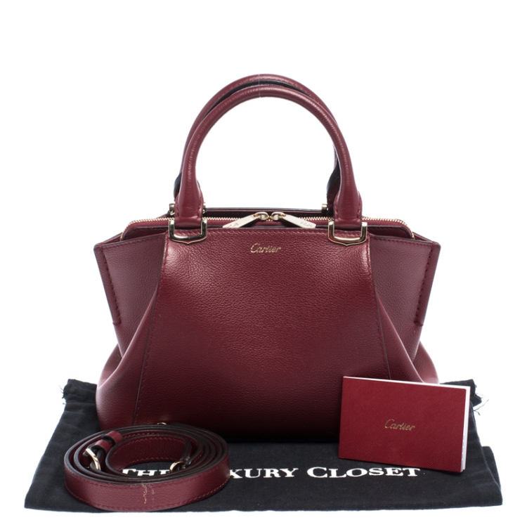 Pre Owned Cartier Burgundy Taurillon Leather Mini C De Cartier Satchel             