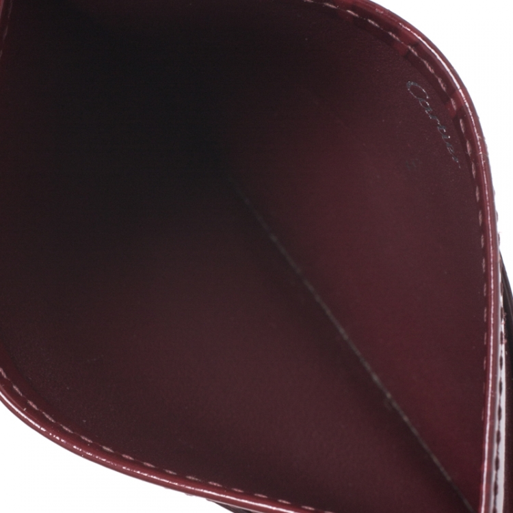 مملوكة مسبقًا Cartier Maroon Patent Leather Happy Birthday Single Card Holder