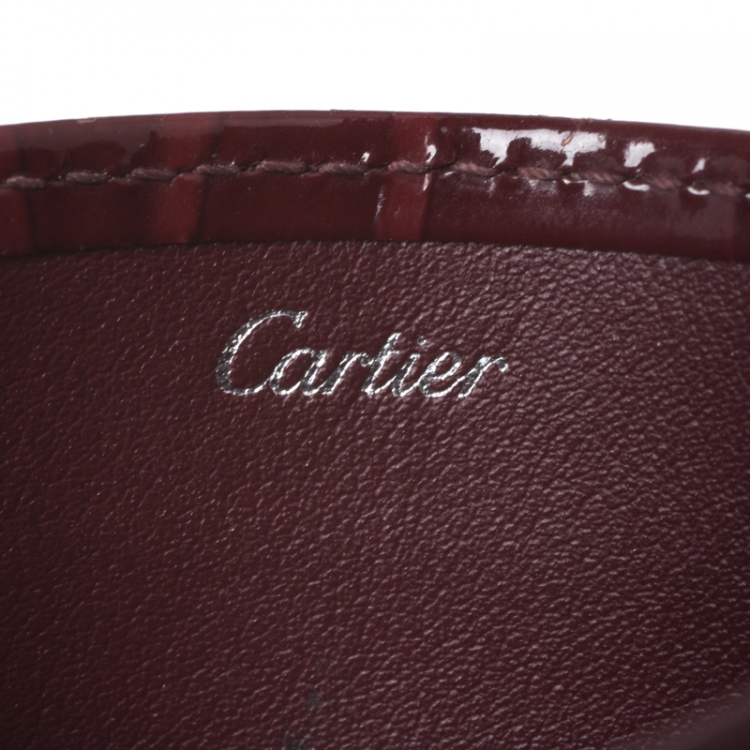 مملوكة مسبقًا Cartier Maroon Patent Leather Happy Birthday Single Card Holder