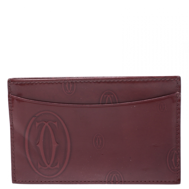 مملوكة مسبقًا Cartier Maroon Patent Leather Happy Birthday Single Card Holder