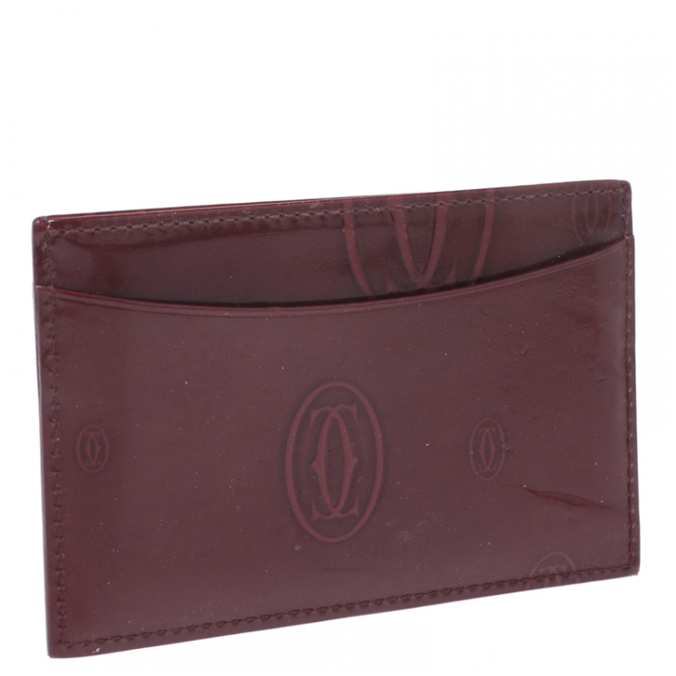 مملوكة مسبقًا Cartier Maroon Patent Leather Happy Birthday Single Card Holder