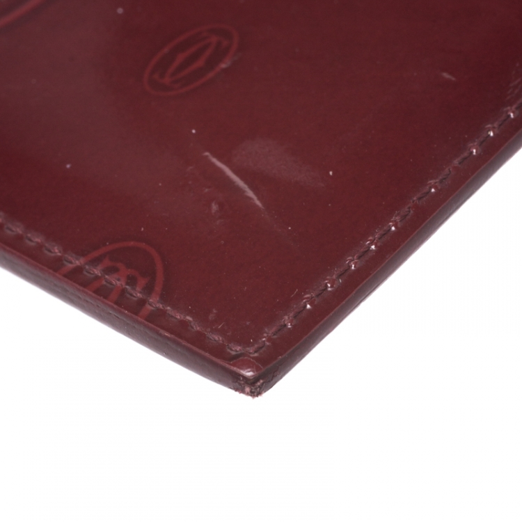 مملوكة مسبقًا Cartier Maroon Patent Leather Happy Birthday Single Card Holder