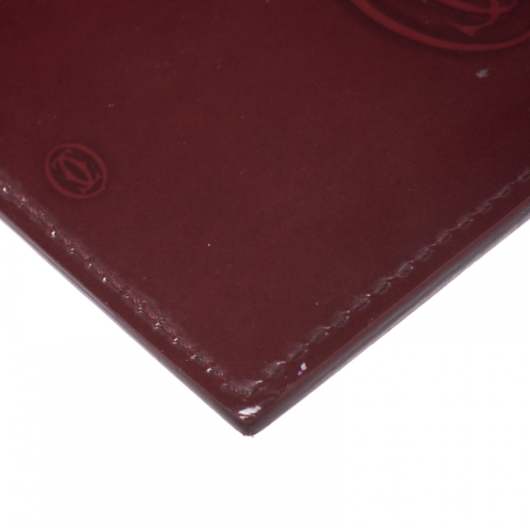 مملوكة مسبقًا Cartier Maroon Patent Leather Happy Birthday Single Card Holder