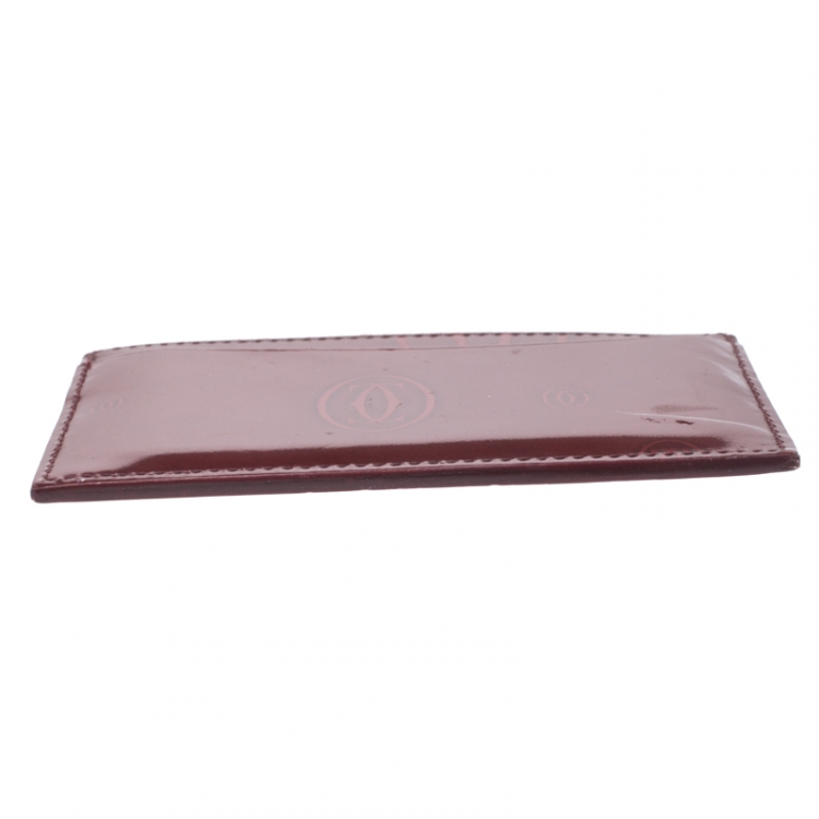 مملوكة مسبقًا Cartier Maroon Patent Leather Happy Birthday Single Card Holder