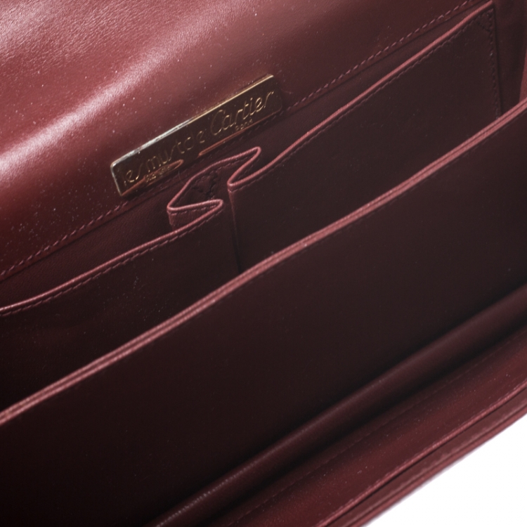 Pre Owned  Cartier Burgundy Vintage Suede and Leather Must de Cartier Flap Bag