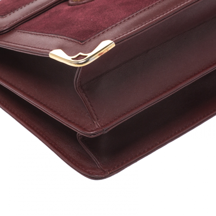 Pre Owned  Cartier Burgundy Vintage Suede and Leather Must de Cartier Flap Bag