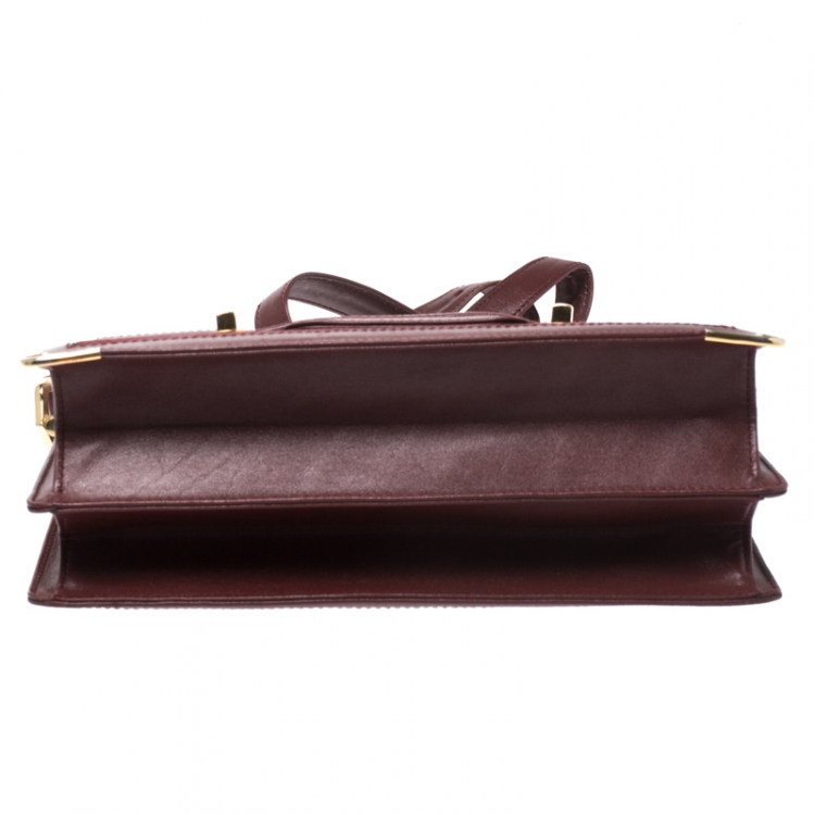 Pre Owned  Cartier Burgundy Vintage Suede and Leather Must de Cartier Flap Bag
