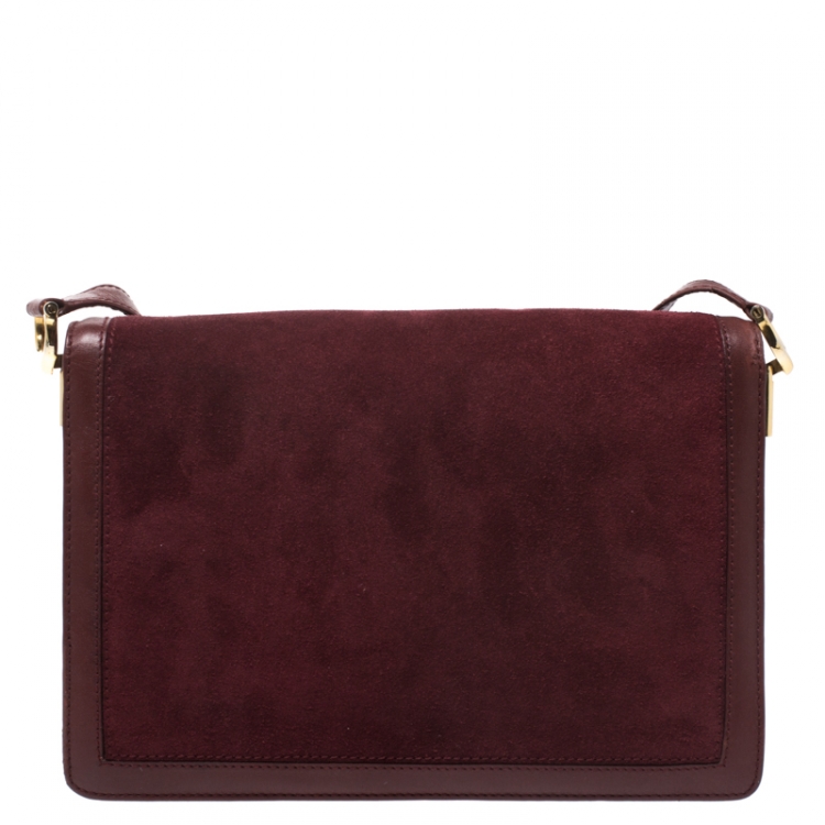 Pre Owned  Cartier Burgundy Vintage Suede and Leather Must de Cartier Flap Bag