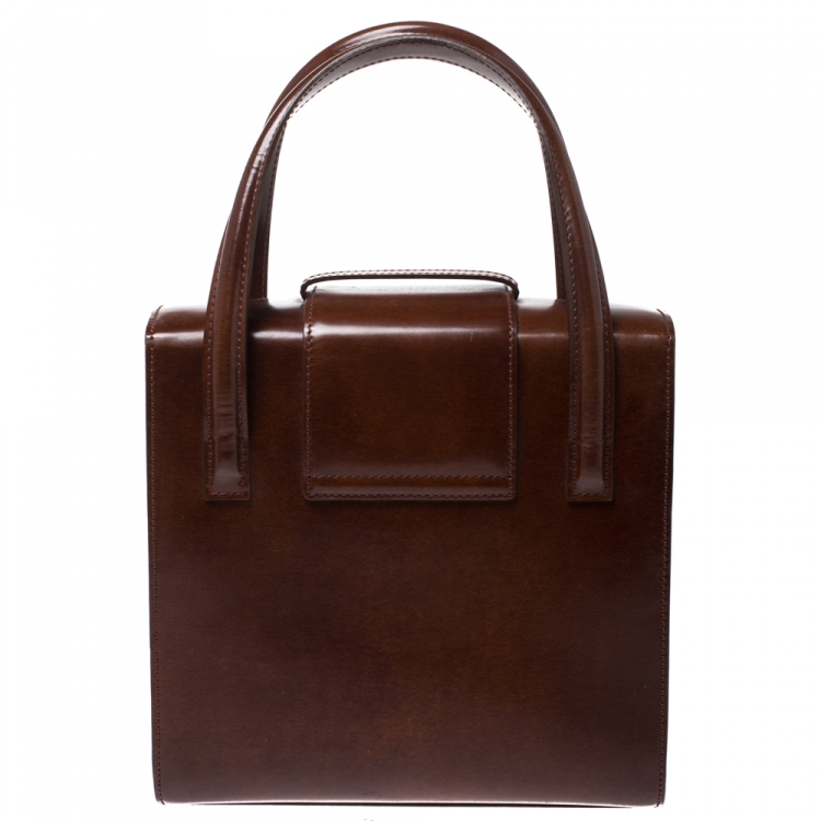 مملوكة مسبقًا Cartier Brown Patent Leather Panthere Box Satchel