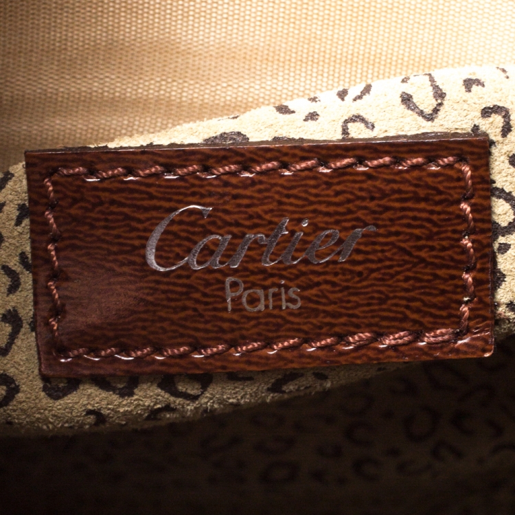 مملوكة مسبقًا Cartier Brown Patent Leather Panthere Box Satchel