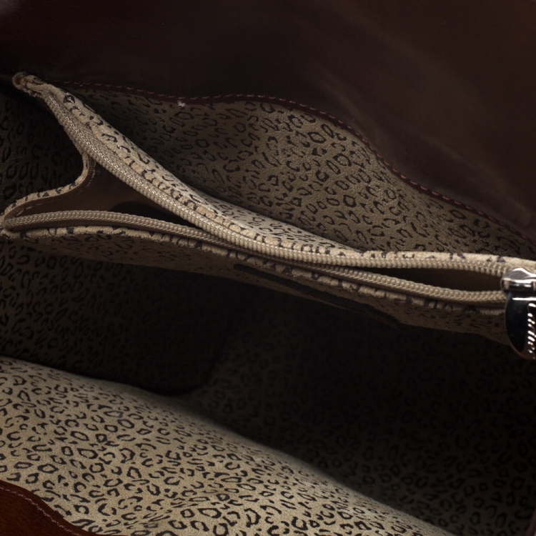 مملوكة مسبقًا Cartier Brown Patent Leather Panthere Box Satchel