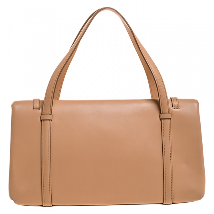 مملوكة مسبقًا Cartier Beige Leather Cabochon Flap Shoulder Bag