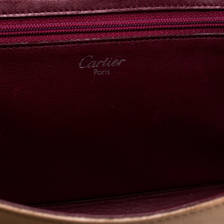مملوكة مسبقًا Cartier Beige Leather Cabochon Flap Shoulder Bag