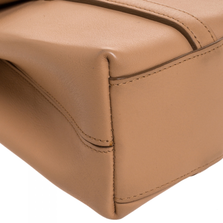 مملوكة مسبقًا Cartier Beige Leather Cabochon Flap Shoulder Bag