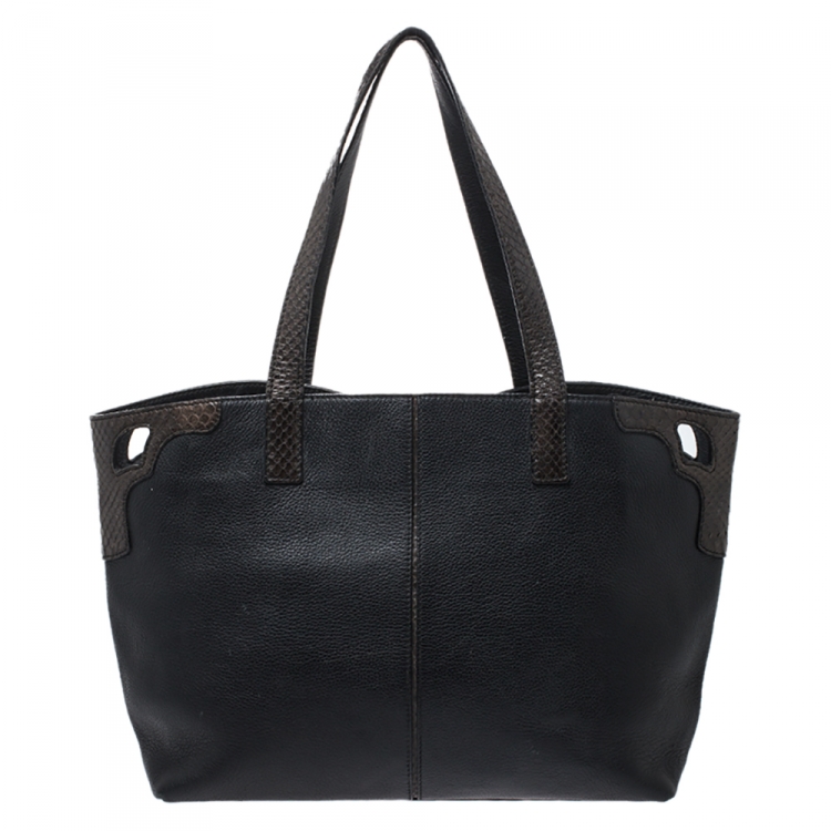 Pre Owned Cartier Black Leather and Snakeskin Limited Edition 'Marcello De Cartier' Tote