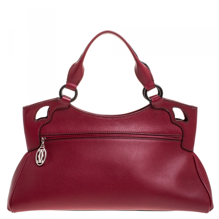 Pre Owned Cartier Maroon Leather Small Marcello de Cartier Bag