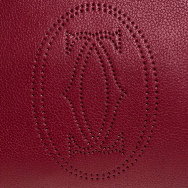 Pre Owned Cartier Maroon Leather Small Marcello de Cartier Bag