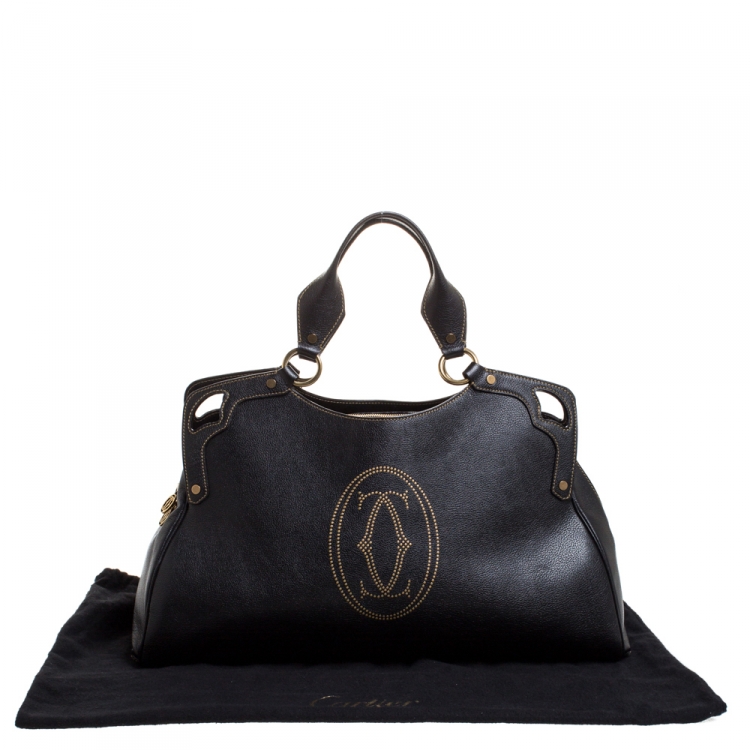 مملوكة مسبقًا Cartier Black Leather Large Marcello de Cartier Bag