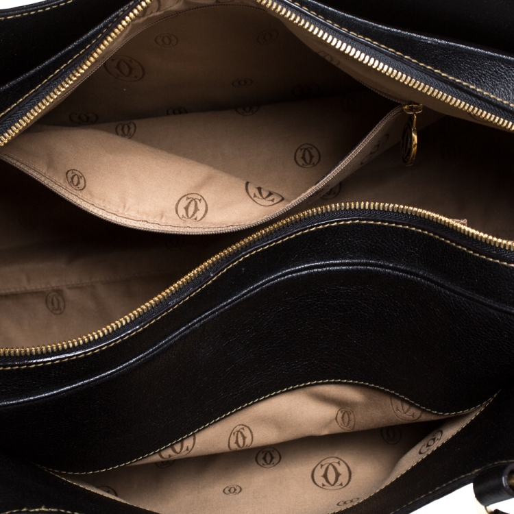 مملوكة مسبقًا Cartier Black Leather Large Marcello de Cartier Bag