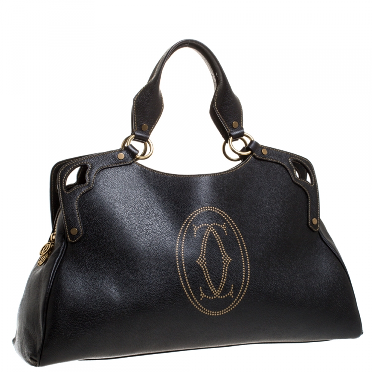 مملوكة مسبقًا Cartier Black Leather Large Marcello de Cartier Bag