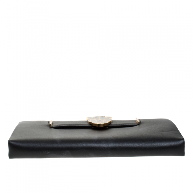 Pre Owned Cartier Black Leather Panthere De Cartier Chain Clutch