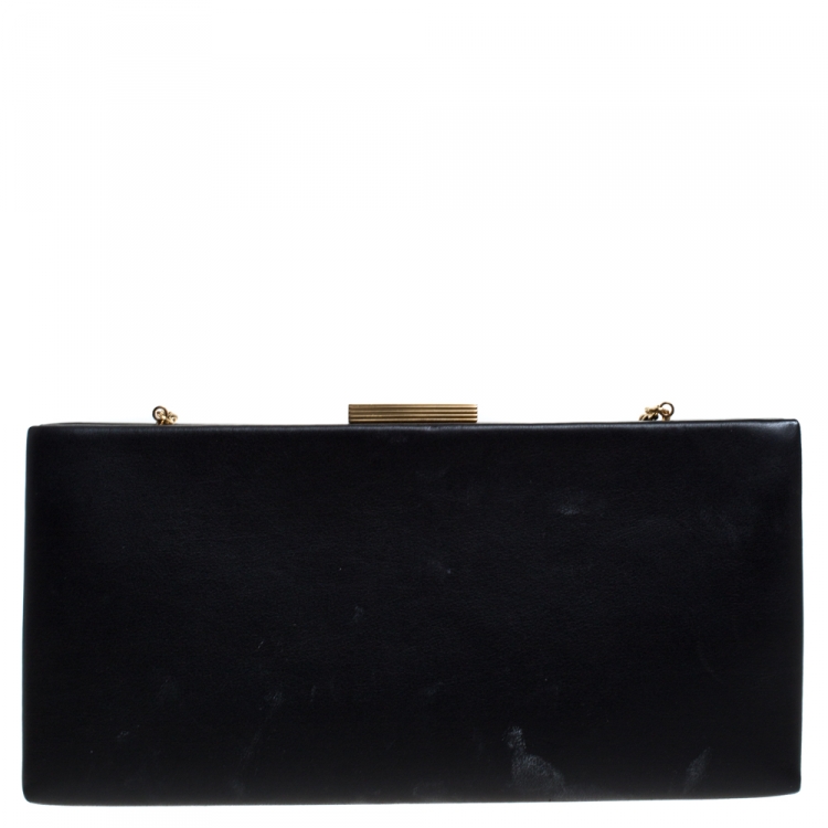 Pre Owned Cartier Black Leather Panthere De Cartier Chain Clutch