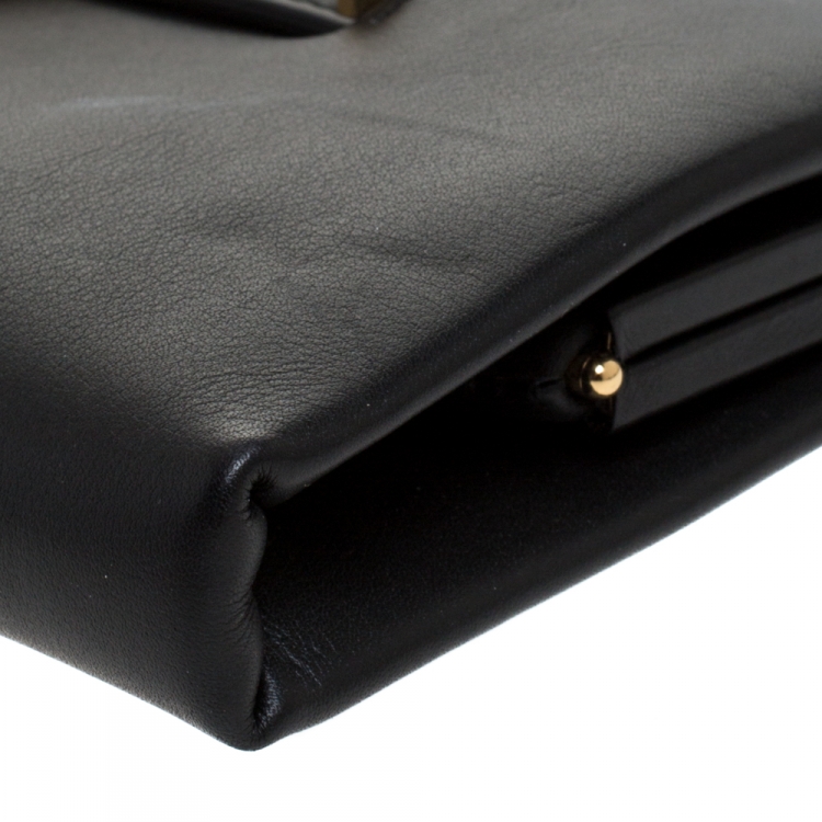 Pre Owned Cartier Black Leather Panthere De Cartier Chain Clutch