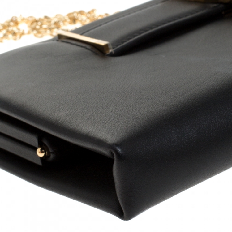 Pre Owned Cartier Black Leather Panthere De Cartier Chain Clutch