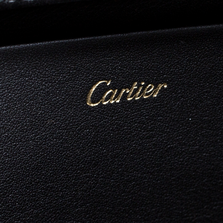 Pre Owned Cartier Black Leather Panthere De Cartier Chain Clutch