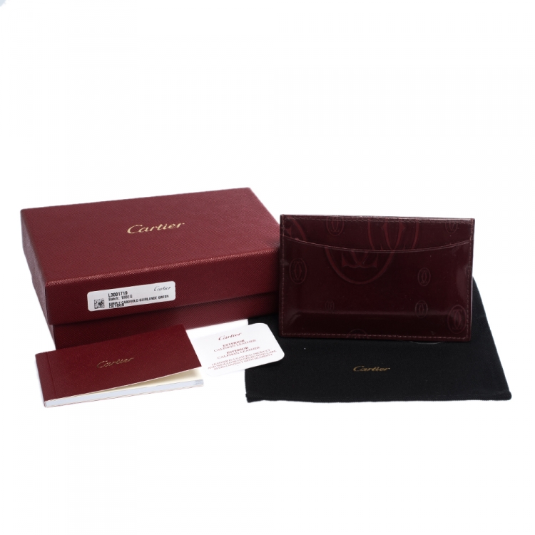 Pre Owned Cartier Red Patent Leather Happy Birthday Card Holder