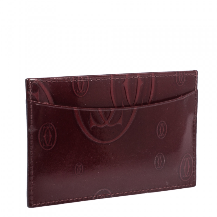 Pre Owned Cartier Red Patent Leather Happy Birthday Card Holder