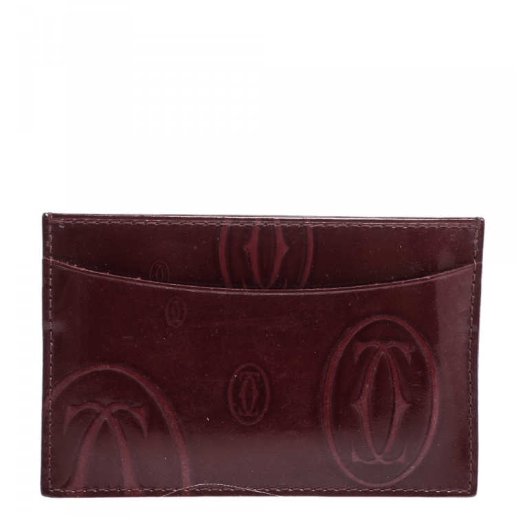 Pre Owned Cartier Red Patent Leather Happy Birthday Card Holder