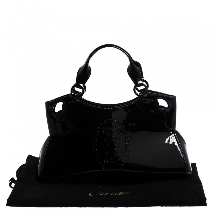 Pre Owned Cartier Black Patent Leather Small Marcello De Cartier Bag