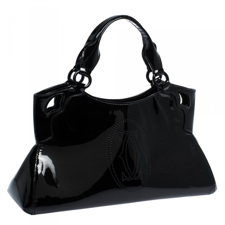 Pre Owned Cartier Black Patent Leather Small Marcello De Cartier Bag