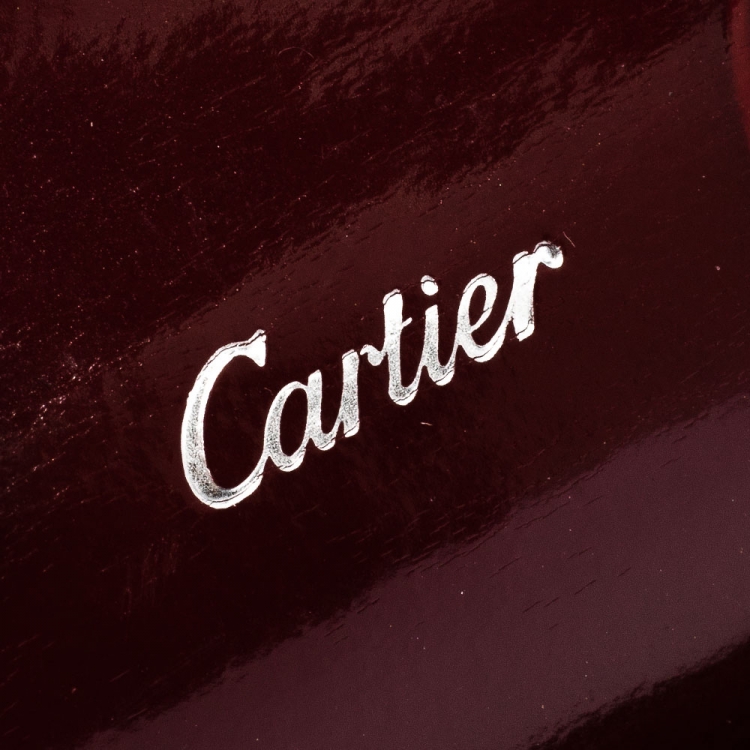 Pre Owned Cartier Maroon Patent Leather Happy Birthday Continental Wallet