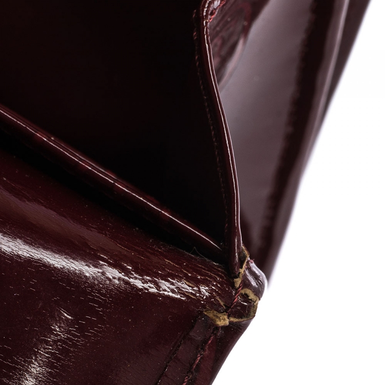 Pre Owned Cartier Maroon Patent Leather Happy Birthday Continental Wallet