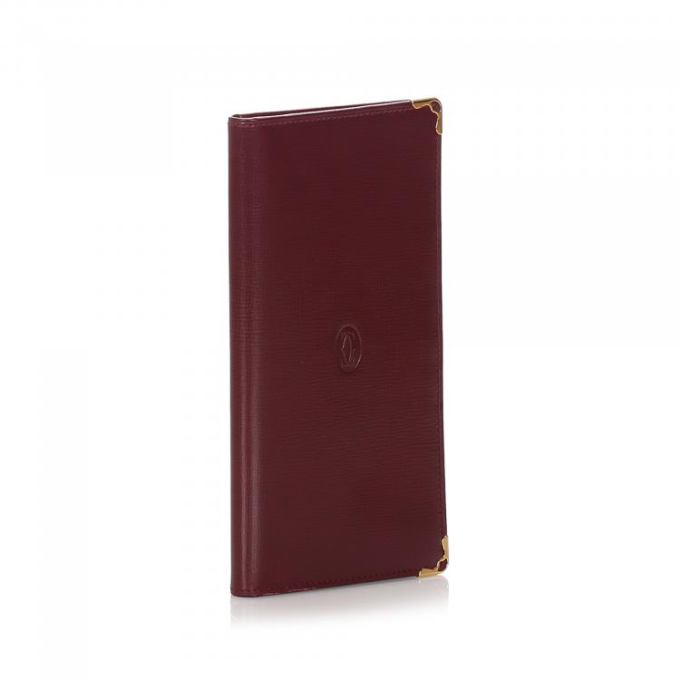 Pre Owned Cartier Red Leather Must De Cartier Wallet