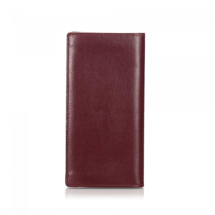 Pre Owned Cartier Red Leather Must De Cartier Wallet