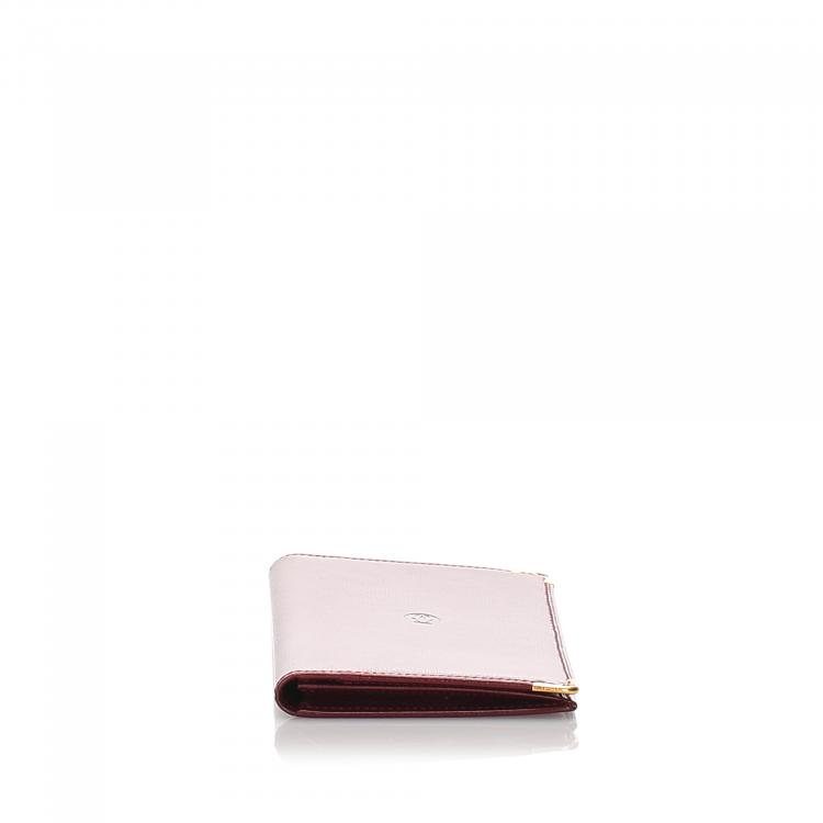 Pre Owned Cartier Red Leather Must De Cartier Wallet