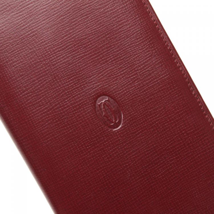 Pre Owned Cartier Red Leather Must De Cartier Wallet