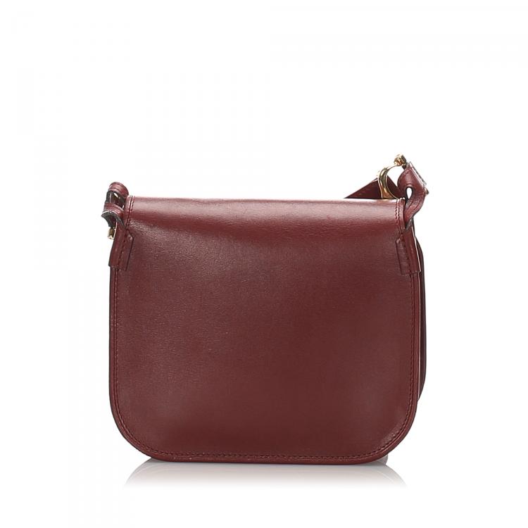 Pre Owned Cartier Red Leather Must de Cartier Crossbody Bag