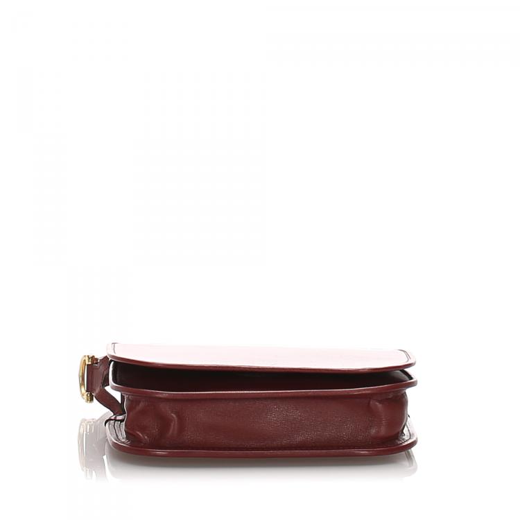 Pre Owned Cartier Red Leather Must de Cartier Crossbody Bag