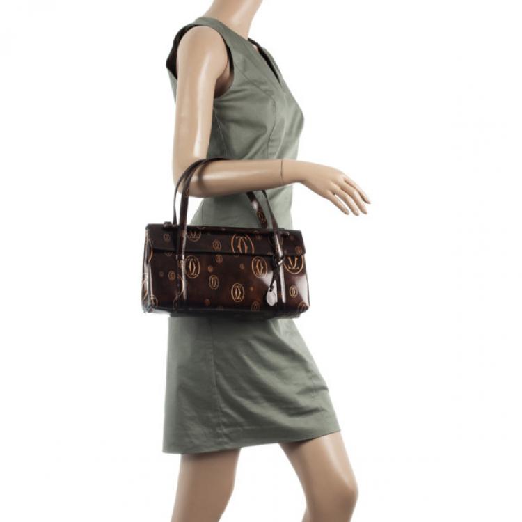 Pre Owned Cartier Brown Happy Birthday Cabochon Flap Bag