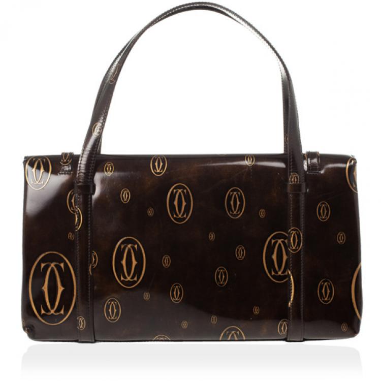 Pre Owned Cartier Brown Happy Birthday Cabochon Flap Bag