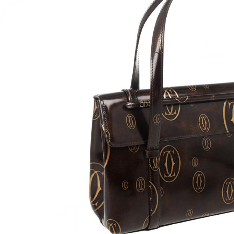 Pre Owned Cartier Brown Happy Birthday Cabochon Flap Bag